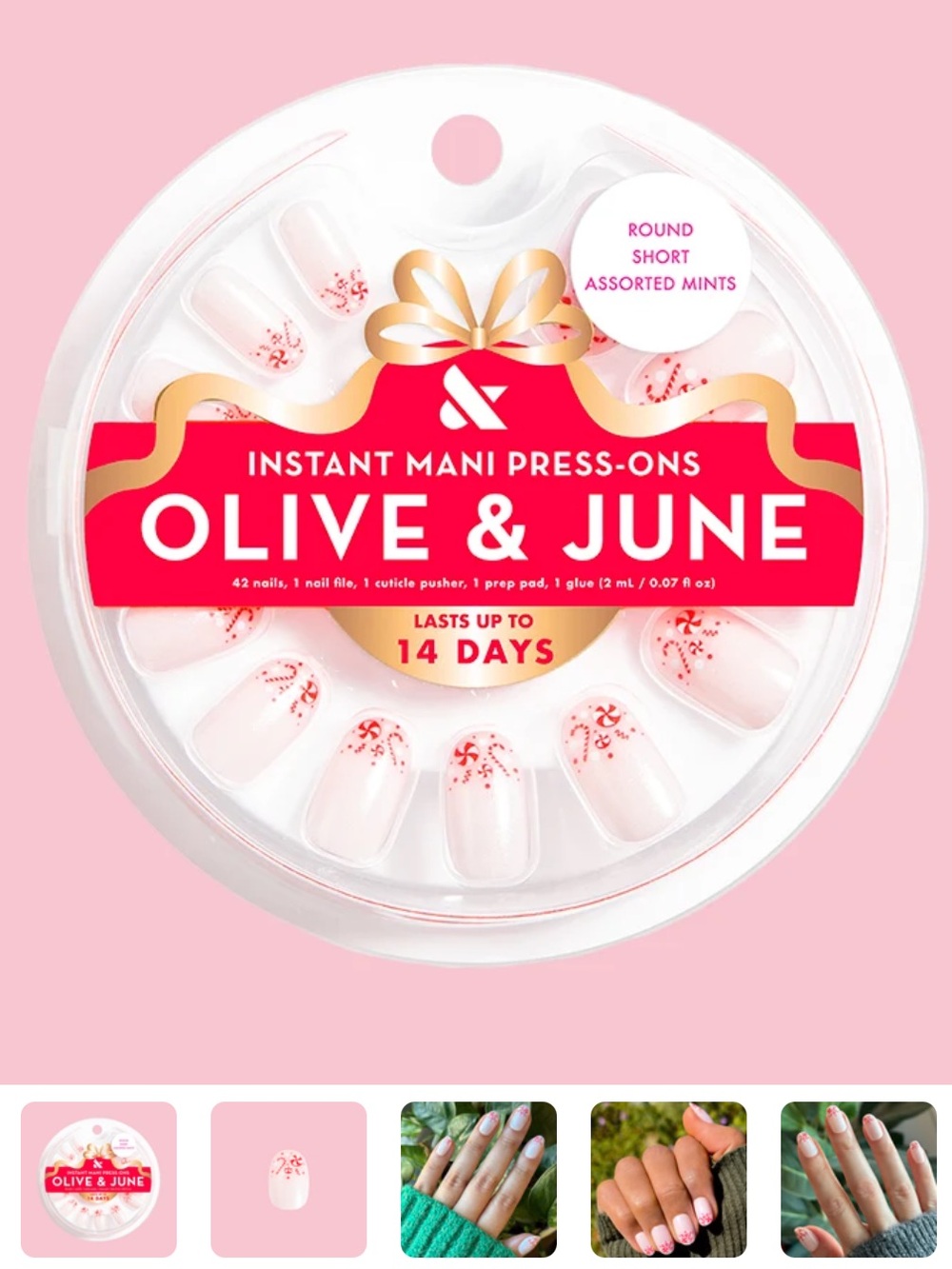 Olive and June Instant Mani Press On Nails in Round, Short, Assorted Mints